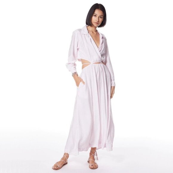 NWT Young Fabulous & Broke lilac collared cutout wrap front tie sun dress, M - Picture 9 of 16